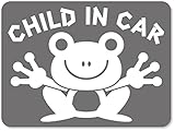 imoninn CHILD in car ステッカー　【マグネットタイプ】　No.22　カエルさん　（シルバーメタリック）