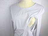 【 MADE IN JAPAN 】授乳機能付き　ロングスリーブTシャツ　出産後用授乳服 (ライトグレー, M)