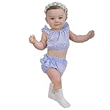 Karchi 子供服 子供オールインワン ベビー連体服 花柄　袖無しロンパース　ガールズ 女の子用　普段着 カジュアル 可愛い 春夏　ブルー (70)