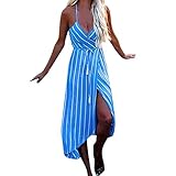 レディース夏服ワンピース パーティードレス 披露宴 YOKINO 無地 美脚 変装仮装 復古風 縞模様 夏 パーティー お呼ばれ ノースリップ 女性 ワンピース (XL, ライトブルー)