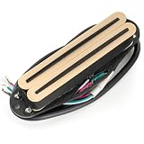 Musiclily Pro ST-DPLA アルニコ5 シングルサイズハムバッカー ピックアップ 6.2K Stratストラトエレキギター用 クリームボディ ブラックレール