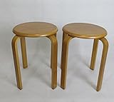 2脚セット　スツール　チェア　スタッキング　丸イス　木製　ブラウン　hd-006 br-2