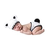 Newborn Baby Photography Photo Props Boy Girl Crochet Costume Outfits Panda Hat Pants [並行輸入品]