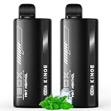 KINOE 電子タバコ 使い捨て ミントメンソール 2本セット 20,000回吸引可能 大容量 爆煙 VAPE ニコチンなし LEDモニター搭載 持ち運び便利 禁煙サポート IBOX