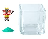 花市場直送便 ミニチュアガラス 武田信玄 & カラーサンド エメラルドグリーン & 植え込み用グラス ニューブロックS