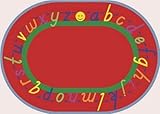 Joy Carpets Kid Essentials Early Childhood Oval AlphaScript Rug Red 7'8 x 10'9 [並行輸入品]