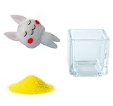 花市場直送便 ミニチュアガラス ウサギごろごろ & カラーサンド イエロー & 植え込み用グラス ニューブロックS