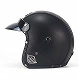 DGF ヘルメットビンテージハンドメイドレトロハーレーヘルメットバイクカーハーフヘルメットハーフカバーニュートラル3/4レザーヘルメット (色 : A, サイズ さいず : XL)