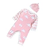 FEITONG Newborn Baby Pink Long Sleeve Romper Jumpsuit+ Hat (3-6 Months) by FEITONG