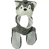 ハスキーTimber WolfキュートPlush動物冬ハット暖かい冬ファッション( Long )
