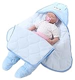 FEOYA おくるみ ベビー 赤ちゃん用 寝袋　新生児　足付き　0-1歳　秋冬　ふわふわ 肌触りいい 暖かい 寝具 スリーパー 幼児用　バスローブ 持ち運び便利 出産祝い 贈り物　3色入れ（ブルー　7