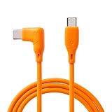 iFace Type-C to Type-C Neo 充電ケーブル 1.2m L字型 (ネオオレンジ)【 急速充電 3A 絡みにくい USB-C & USB-C L字 シリコン素材 アイフェイス ケーブルタイ付属 iPhone Galaxy iPad MacBook Pro 各機種対応 】