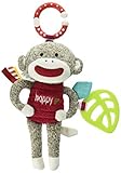 Baby Starters Sock Monkey Crinkle Rattle Squeak Plush with Hook Brown/Red 9 [並行輸入品]