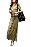 [ル・セリジエ] マキシ ワンピース レディース セレブ 半袖 ロング シルエット リゾート カジュアル (02 カーキ)