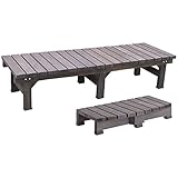 SINAPP 踏み台 縁台 ステップ 木製 2点セット ベンチ 幅180 SIK2032 ダークブラウン 180x58cm