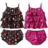baby GAP ３段フリル付 キャミソール ブルマセット　ドット柄（ピンク・ブラウン）【月齢：3ヶ月~1歳半】（並行輸入品） (3-6M（3ヶ月～6ヶ月）, ブラウン)