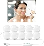 女優ライト 10個LED タッチセンサー式 ドレッサーライト 明るさ調整 10段階調整 3色照明 化粧ライト ledミラーライト 省エネ 取り付け簡単 ドレッサー・化粧台・洗面台・美容室・浴室 装飾など, ホワイト