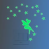 Amaonm® 5pcs Removable Vinyl Angel Princess Stras Glow in the Dark Light Switch Wall Stickers Murals