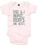 (父も私も意見が一致。ママは最高。) Dad & I Agree. Mom's The Best!, プリント　ベビースーツ - ベビー　ピンク/黒 6-12 ヶ月