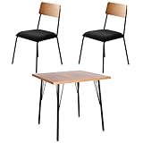 ブラウン／Cineraria カフェテーブル 3点セット カフェ テーブル ダイニング ダイニングセット ダイニングチェア チェア 天然木 木 木製 ウォールナット アイアン