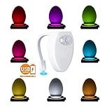 Homdox充電式トイレライト防水設計、トイレ夜ライトwith 8色変更、Motion Activated in DarknessのみUSストック