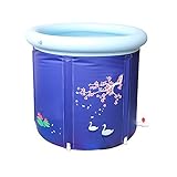 KTYX 厚めの折りたたみ式バスタブバスタブバケツバスバレル 浴槽 (色 : Blue(65cm*70cm))