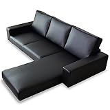 (DORIS) カウチソファ ローソファ 【レパードソフトPVC ブラック】 L字型ソファ 組み合わせ自由 幅：197cm (KIC)