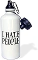 3dRose "I hate people" スポーツウォーターボトル 21オンス ホワイト