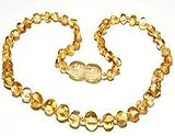 Baltic Amber Teething Necklace for Babies- Honey Colored-Natural Immune System Booster, Anti-inflamm