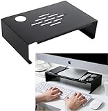【Hangkaibh】 モニター台 パソコン台 卓上 炭素鋼 モニタースタンド パソコン台 机上台 組み立ては不要です モニター 台 ノートパソコン 台 ディスプレイ パソコンだい 台 卓上 小さい 黒