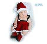 SHINA 可愛い赤ちゃんの服/新生児の女の子のニット かぎ針編み物/クリスマスの帽子服　/プロップ 服