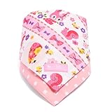 赤ちゃんにやさしい安心スタイ・ビブ・よだれかけ（ハンカチ・日本製）　バンダナ　コットン100％　吸水　吸湿　お出かけ　お花大好きプリティ動物フレンド（スケアー地・ピンク） B0403900 日本製