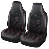 シート カバー 汎用品 普通 軽 自動車 運転 助手 レザー 合成皮革 防水 エプロンタイプ 2席分 (レッドライン)