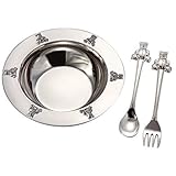 1 X Silverplated Baby Bear Bowl, Spoon, Fork Set by Goldia [並行輸入品]