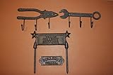 Rustic Man Cave鋳鉄装飾ギフトセット、飾り板、ツール壁フック、ブートScraper – Bundle 4 Items