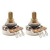 Musiclily Pro HD 250kΩ Aカーブ ポット 真鍮 スタンダードスプリットシャフト 3/8" インチ規格ポテンショメータ ST Tele Mustang Ibanezエレキギター/ベース用(2個セット)