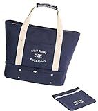 CXYP トートバッグ 多機能 旅行 靴まで収納 マザーズバッグ 大容量 インナーポチ付き 軽量 手提げ バック 4色 (ネイビー)