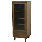 ライフスタイリングショップ キャビネット ガラス扉 引出 木製 ウォールナット 幅44×奥行45cm LS-547DB