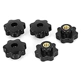 uxcell クランプノブ　プラスチック　金属　ブラック　30mm　スターシェイプ　スクリューオンタイプ