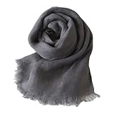 [.a all over the world] ストール リネン 100% 大判 麻 ストール レディース (グレー)