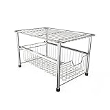 YOMYM 水切りかご シンク下スライドラック 収納キッチン用品 引き出し シルバー (1段)　