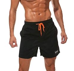 SksK 水着 メンズ サーフパンツ オシャレ 海パン メッシュインナー スイムパンツ 黒 速乾 大きいサイズ ブラック XXL