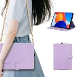 Mldjomid 向けの iPad Pro 13インチ M4 ケース 手帳型 適用 2024年発売 iPad Pro 第7世代 13インチ用 手帳型カバー PUレザー 対応 アイパッドプロM4 (モデル番号A2925 /A2926/A3007) カバー スタンド機能 カード収納 ペン収納 全面保護 耐衝撃 かわいい 猫 あいぱっどプロ7世代 ケース ショルダーストラップ付き(パープル)