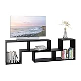 DEVAISE テレビ台 テレビラック テレビボード ローボード 伸縮 幅1100～2200mm 65インチまで対応 コーナー 収納ラック 2点セット ハニカム構造棚板 一年保証 簡単組立 ブラック WF0015C