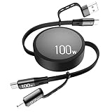 CAFELE 2-in-1 Charging Cable Winding 2-in-1 Charging Cable, Free Winding USB-C to L Cable, USB Type C Cable (100 W), L Cable (27 W), Quick Charging, Tangle-Prevention, Super Durable, Compatible with