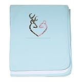 CafePress – Buck ND DoeハートBaby Blanket – スーパーソフトベビー毛布、新生児おくるみ 標準 ブルー 836544137-0-98-0
