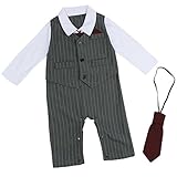 （アイム）iiniim　男児紳士ネクタイロンパースベビー服　赤ちゃん服タキシード　長袖カバーオールベビー服赤ちゃん服誕生日ブラックパンツベビーフォーマル服ベビーお誕生日　写真撮影発表会ボディースーツ　