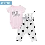 anglebay 3点セット 子供服 ベビーロンパース キッズ パンツ 帽子 ドット柄 100綿 0～6ヶ月 (66cm(3~6ヶ月))