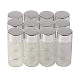 Jarvials無料配送24個セット10ml银色の蓋中性ガラス。構成かわいいガラス瓶,DIYガラスの瓶 結婚式の装飾シール容器 最初の選択 (24, 10ml)