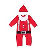 Hzjundasi 新生児 赤ちゃん 幼児 ロングスリーブ クリスマス クリスマス ボディスーツ ロンパース とともに ハット コットン 服装 ジャンプスーツ